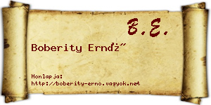 Boberity Ernő névjegykártya